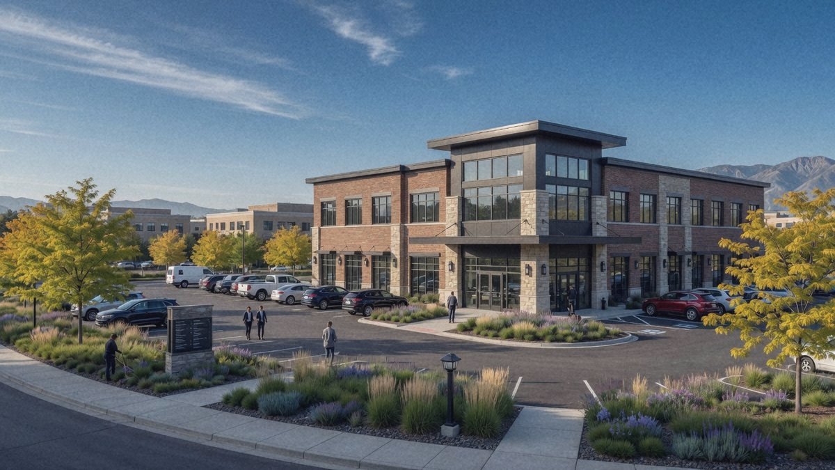 A commercial office building along the Wasatch Front